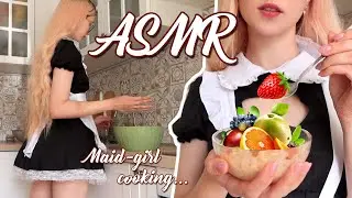 ASMR Maid girl cooking sounds for relax 🍓