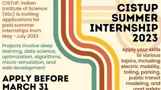 Paid Internship @ Indian Institute of Science (IISc) | 15K+ Paid Internship @ CiSTUP | BTech/MTech 🔥