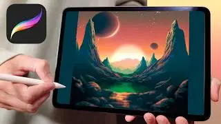 Space Landscape - Procreate tutorial 196