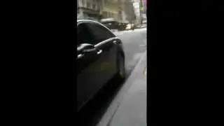 Naked girl in black Mercedes Benz only in new York