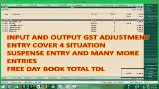 Tally Adjustment Entries - Input and Output Adjustment Entry,  Day book total Tdl