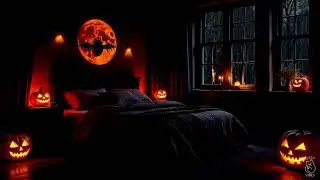 Sleep with Halloween Rain | 8 Hours of Fall Rain Sounds in a Spooky & Cozy Bedroom | No Ads