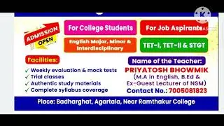 Tuition for English Major, Minor & Interdisciplinary || TET-I, TET-II & STGT