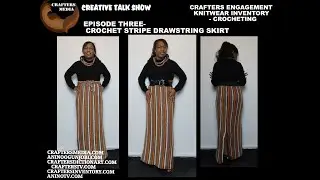Crochet Stripe Skirt with Drawstring