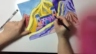 #51. Графическое дополнение к акварельному пейзажу