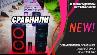 По просьбе Сергея г Муром сравнил прием FM на Dance Box 300 Eltronic 1010 и Crazy Box ELTRONIC -1022