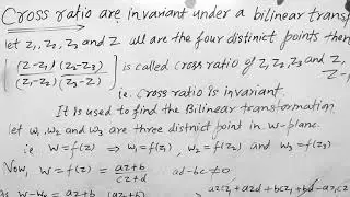 CROSS - RATIO under BIlinear transformation