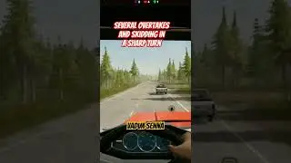 Several overtakes and skidding in a sharp turn 
