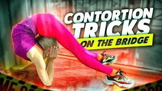 Contortion Trick on the bridge. Handstanding and Backbending. Flexible Alesya.
