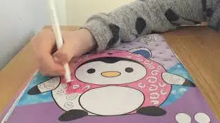 Colouring in of penguin in a cute cheetah suit!