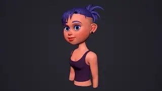 Stylized bust of a girl character, turntable render in Zbrush