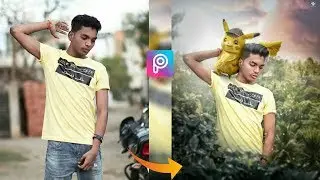 PicsArt pikachu photo editing tutorial in PicsArt step by step in hindi - pikachu viral edit