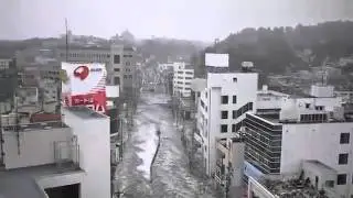 Новое видео гигантского цунами в Японии