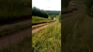 Лесовоз ман с прицепом в подъем