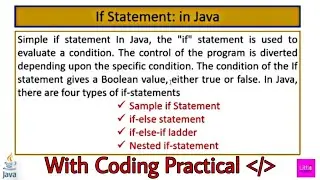 If Statements in Java ( if, if else, else if ladder, nested if ) 