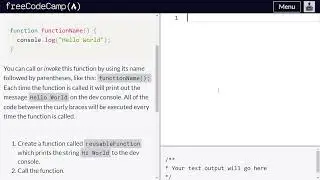 Write reusable JavaScript with functions - freeCodeCamp | Video 49 | Basic JavaScript