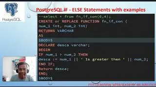 PostgreSQL Conditional Expressions| IF-ELSE, IF-END IF, IF-ELSIF-ELSE- END Condition in Postgr 
