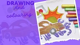 how to draw car splashing water | art for kids| drawing cute car|drawing and colouring