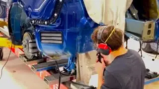 Tesla Model Y rear side members replacement on Celette Sevenne bench with Universal Jig Cameleon