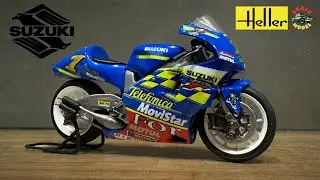 motorcycle model kit build  Suzuki by RGV 500 Heller 1:24