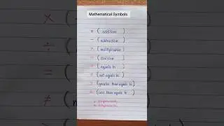 Mathematical Symbols in English!
