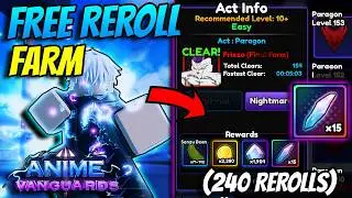 *INSANE* NEW Reroll Farm In Anime Vanguards Update 1.. (F2P REROLLS)