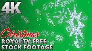 Snow Falling on Green Screen Christmas Snowflakes Dropping - Royalty & Copyright Free 4k Footage