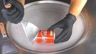 ASMR - Coca-Cola Ice Cream Rolls | how to make Vanilla Coke Ice Cream - tapping scratching eating 4k