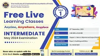 Intermediate Paper 5: A & E | Topic: Ch-1: Nature, Objective and Scope...| Session 1 | 25 Sep, 2023