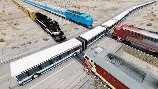 Long Articulated Bus Accident on Rail #110 - Beamng.Drive | Dancing Cars