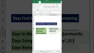 Days Find Month | Going | Remaining in Excel 