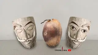 How to make a human face from coconut handicrafts | home decore
