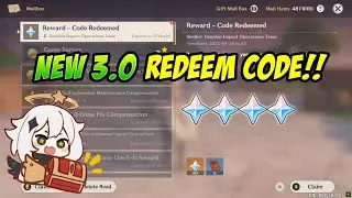 New 3.0 Redeem Code! 60 Primos + 5 Adv Exp! Claim It Now! Genshin Impact