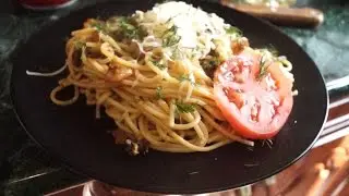 Паста с морепродуктами и соевым соусом