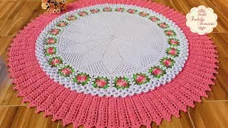 Tapetão Redondo Para Sala Com Flores 🌸 de Crochê Passo a Passo Completo
