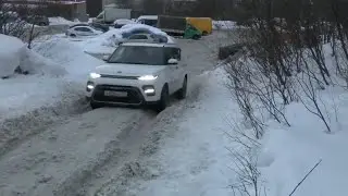 Kia Soul и Haval f7x на зимнем бездорожье