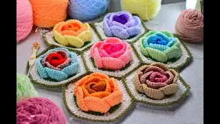 Rosas bombón en relieve  ( Paso a paso en crochet )