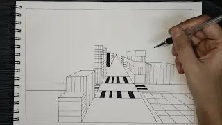 How to draw one point perspective buildings || Basic beginners drawing || Simple beginners sketch