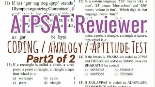 AFPSAT Reviewer | CODE number [Aptitude Test, Analogy] part2 of 2