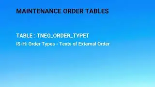 SAP Maintenance Order  Tables list
