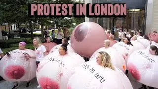 Inflatable Breast Costumes Protest Outside Facebook HQ || WooGlobe