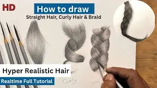 How To Draw Hyperrealistic Hair | Hair Drawing Full Realtime Tutorial |