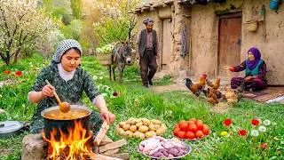 Cooking Fresh Pumpkin & Potatoes Over Fire 🔥 | Traditional Afghan Village Life 🇦🇫
