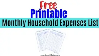 Free Printable Monthly Household Expenses List