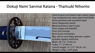 Dokuji Nami Sanmai Katana - S02 -  Thaitsuki Nihonto Zwaard