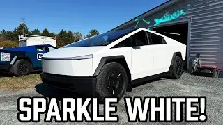 Cybertruck Wrapped in Avery Diamond Sparkle White!
