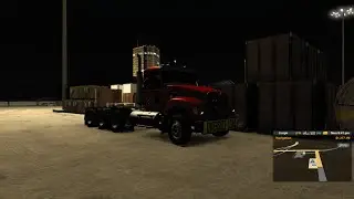 American Truck Simulator: Driving a (2010) Mack Granite tridem axle semi with a heavy load.