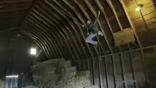 Rope Swing Fun in the Hay Loft