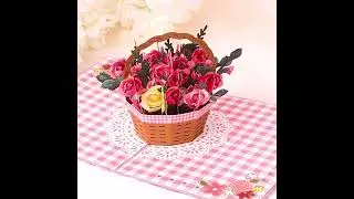 3D Rose Basket Pop Up Greeting Card