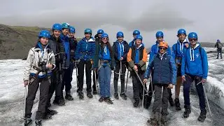 Perse students trek up the Solheimajokul Glacier in Iceland